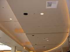Image of mall ceiling with fire protection systems installed